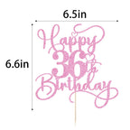 Bejotaa Pink Happy 36th Birthday Cake Topper | Glitter 1pc for 36th Birthday & Anniversary Party