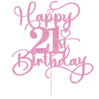 Bejotaa Pink Happy 21st Birthday Cake Topper – Glitter Party Decor
