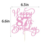 Bejotaa Pink Happy 87th Birthday Cake Topper – Glitter, Pre‑Assembled (1pc)