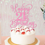 Bejotaa Pink Happy 21st Birthday Cake Topper – Glitter Party Decor