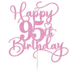 Bejotaa Pink Happy 95th Birthday Cake Topper – Glitter Cake Decoration for Milestones