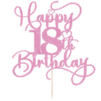Bejotaa Pink Happy 18th Birthday Cake Topper – Glitter Cake Topper for Birthday Party Decor
