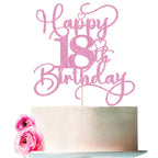 Bejotaa Pink Happy 18th Birthday Cake Topper – Glitter Cake Topper for Birthday Party Decor