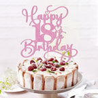 Bejotaa Pink Happy 18th Birthday Cake Topper – Glitter Cake Topper for Birthday Party Decor