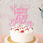 Bejotaa Pink Happy 75th Birthday Cake Topper – Glitter, No Assembly, 1 Piece