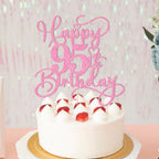 Bejotaa Pink Happy 95th Birthday Cake Topper – Glitter Cake Decoration for Milestones
