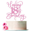 Bejotaa Pink Happy 18th Birthday Cake Topper – Glitter Cake Topper for Birthday Party Decor