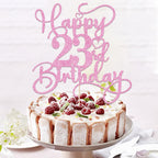 Bejotaa Pink Happy 23rd Birthday Cake Topper – Glitter Cake Decoration
