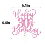 Bejotaa Pink Happy 30th Birthday Cake Topper - Glitter Party Decor