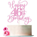 Bejotaa Pink Happy 46th Birthday Cake Topper – Glitter Decor for 46th Birthday & Anniversary Parties