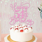 Bejotaa Pink Happy 54th Birthday Cake Topper – Glitter 1pc