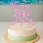 Bejotaa Pink Happy 54th Birthday Cake Topper – Glitter 1pc
