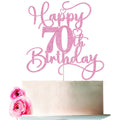 Bejotaa Pink Happy 70th Birthday Cake Topper - Glitter 1pc for 70th Birthday & Anniversary Party