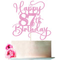 Bejotaa Pink Happy 87th Birthday Cake Topper – Glitter, Pre‑Assembled (1pc)
