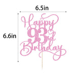 Bejotaa Pink Happy 93th Birthday Cake Topper | Glitter 1pc for Birthday & Anniversary Cakes
