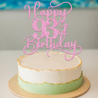 Bejotaa Pink Happy 93th Birthday Cake Topper | Glitter 1pc for Birthday & Anniversary Cakes
