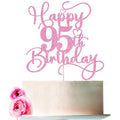 Bejotaa Pink Happy 95th Birthday Cake Topper – Glitter Cake Decoration for Milestones
