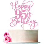 Bejotaa Pink Happy 95th Birthday Cake Topper – Glitter Cake Decoration for Milestones