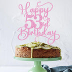 Bejotaa Pink Happy 53rd Birthday Cake Topper – Glitter, Pre-Assembled