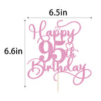 Bejotaa Pink Happy 95th Birthday Cake Topper – Glitter Cake Decoration for Milestones