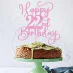 Bejotaa Pink Happy 22th Birthday Cake Topper – Glitter 1pc for Twenty Two Birthday & Anniversary Cakes
