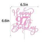 Bejotaa Pink Happy 97th Birthday Cake Topper | Glitter, Pre-Assembled Party Decor