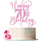 Bejotaa Pink Happy 70th Birthday Cake Topper - Glitter 1pc for 70th Birthday & Anniversary Party