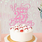 Bejotaa Pink Happy 25th Birthday Cake Topper – Glitter Pre-assembled Party Decoration