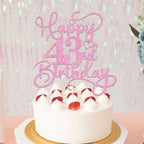 Bejotaa Pink Happy 43rd Birthday Cake Topper - Glitter 43rd Topper for Celebration