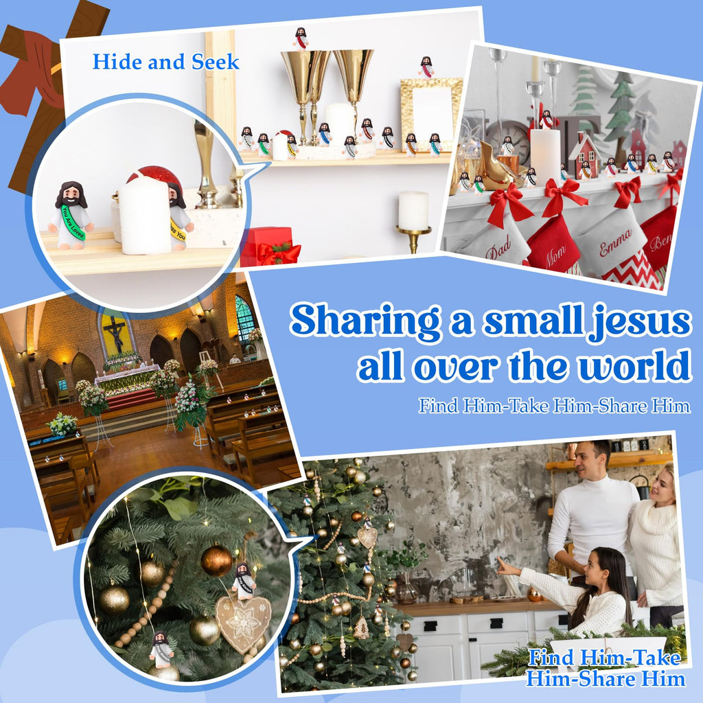 Bememo 100 Pcs Little Jesus Figures — Colorful Rubber Miniatures for Religious Party Favors