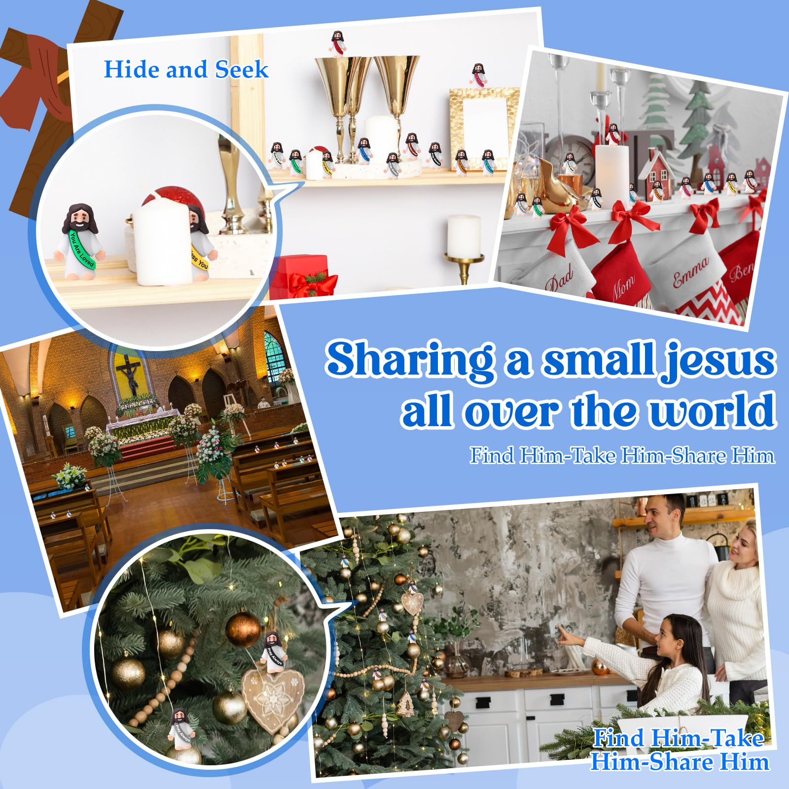 Bememo 100 Pcs Little Jesus Figures — Colorful Rubber Miniatures for Religious Party Favors