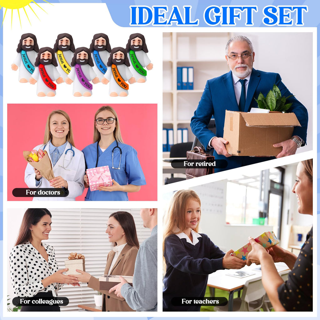 Bememo 50 Pcs Mini Jesus Figures – Rainbow Colors | Easter Party Favors