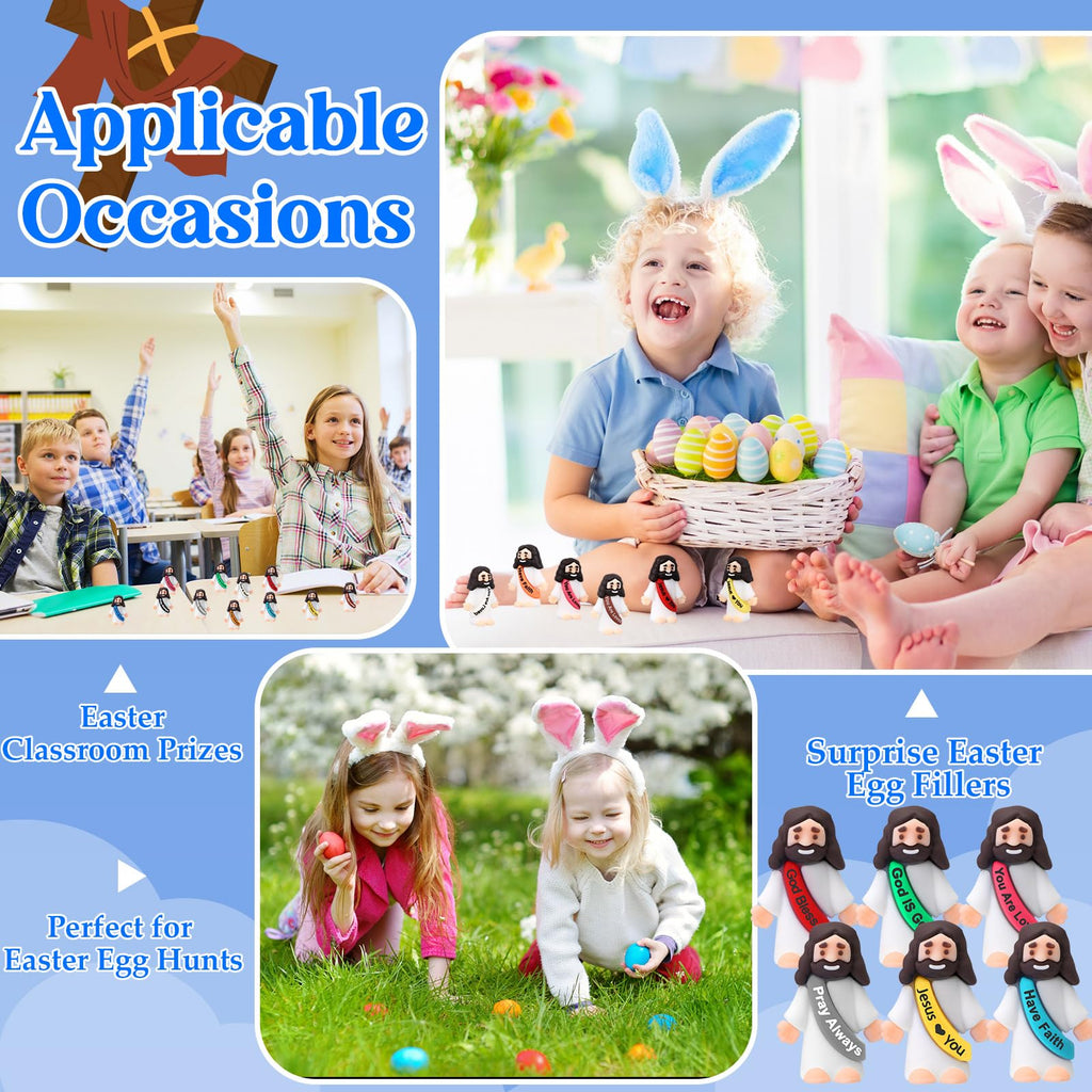 Bememo 100 Pcs Little Jesus Figures — Colorful Rubber Miniatures for Religious Party Favors
