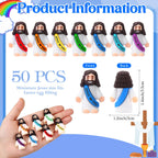 Bememo 50 Pcs Mini Jesus Figures – Rainbow Colors | Easter Party Favors