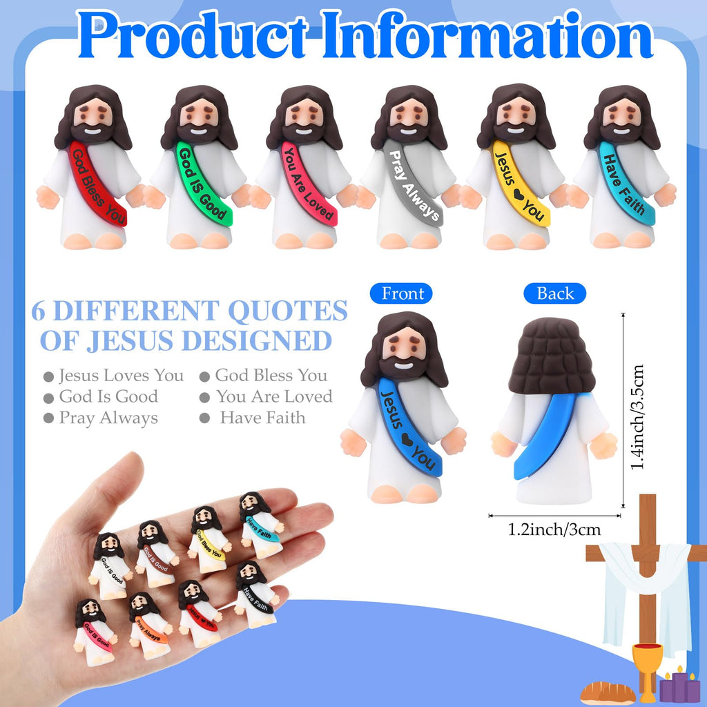 Bememo 100 Pcs Little Jesus Figures — Colorful Rubber Miniatures for Religious Party Favors