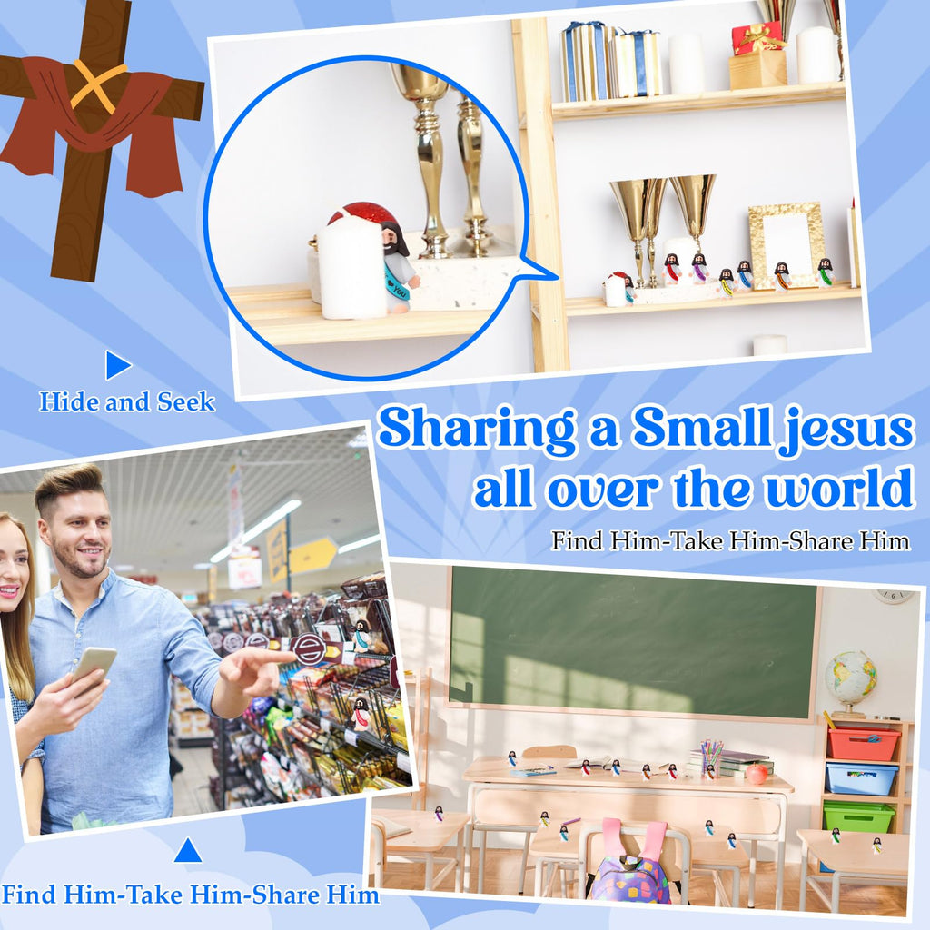 Bememo 50 Pcs Mini Jesus Figures – Rainbow Colors | Easter Party Favors