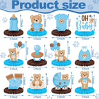 Bencailor 12 Bear Baby Shower Honeycomb Centerpieces – Neutral Cream & Blue Table Decorations