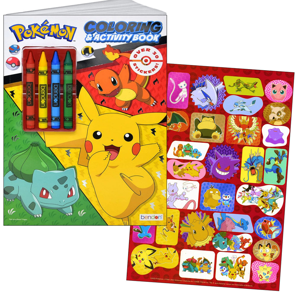 Bendon Pokemon Stickers Activity Set – Coloring Book, Reward Stickers, Door Hanger & Thank You Card Craft