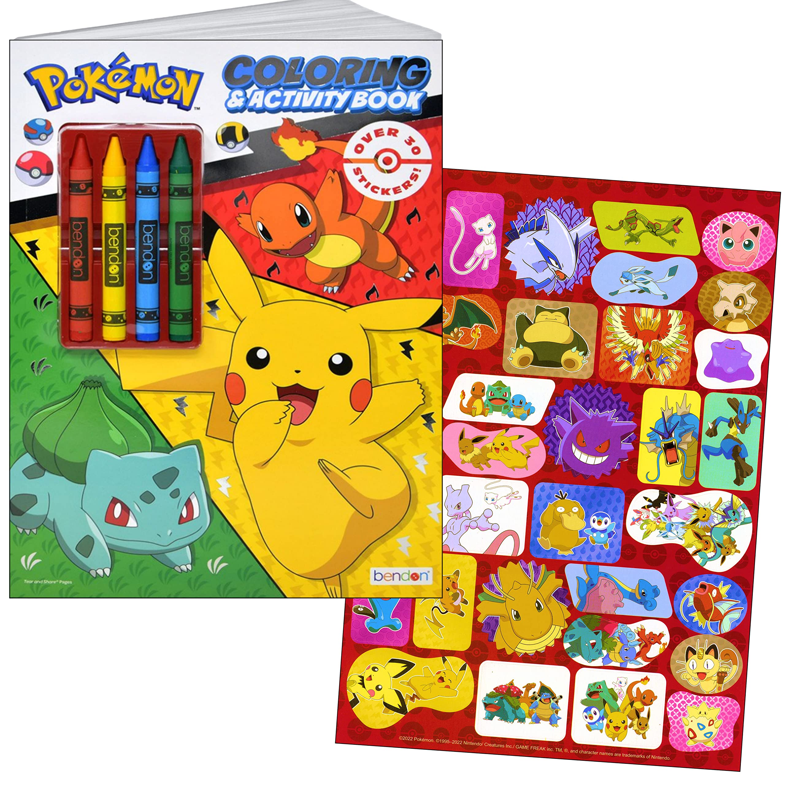 Bendon Pokemon Stickers Activity Set – Coloring Book, Reward Stickers, Door Hanger & Thank You Card Craft
