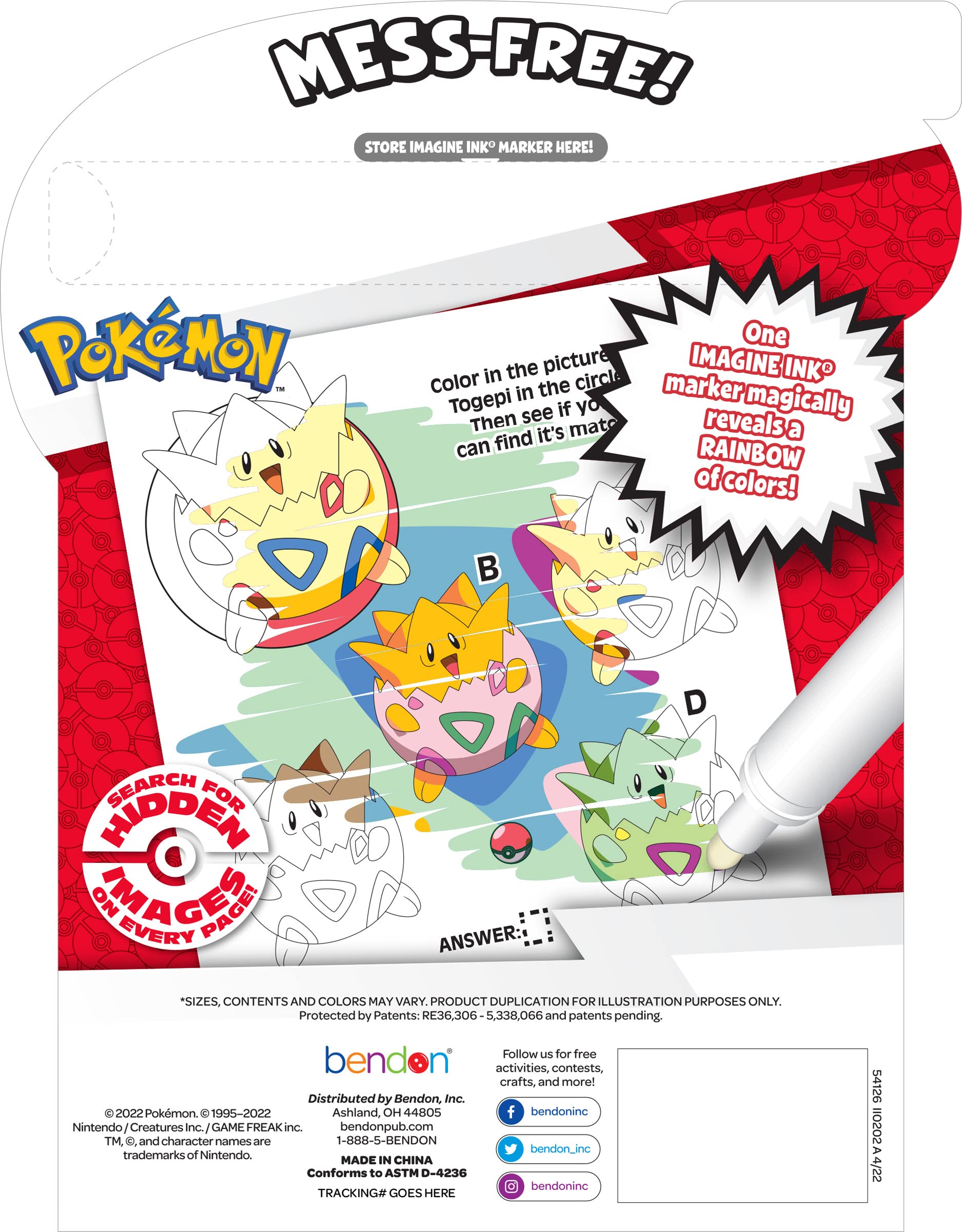 Bendon Imagine Ink Pokemon: Magic Ink Pictures & Mess-Free Marker