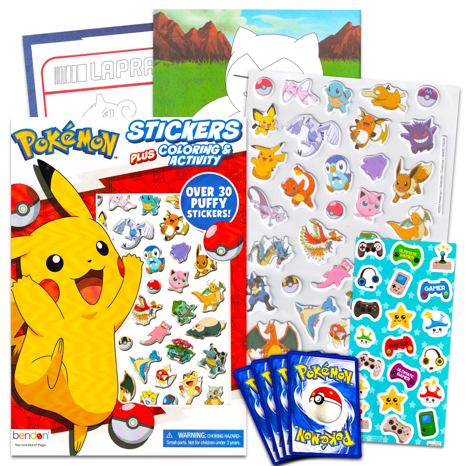 Bendon Pokemon Coloring Books for Kids 4-8 – Activity Set with Stickers & Cards