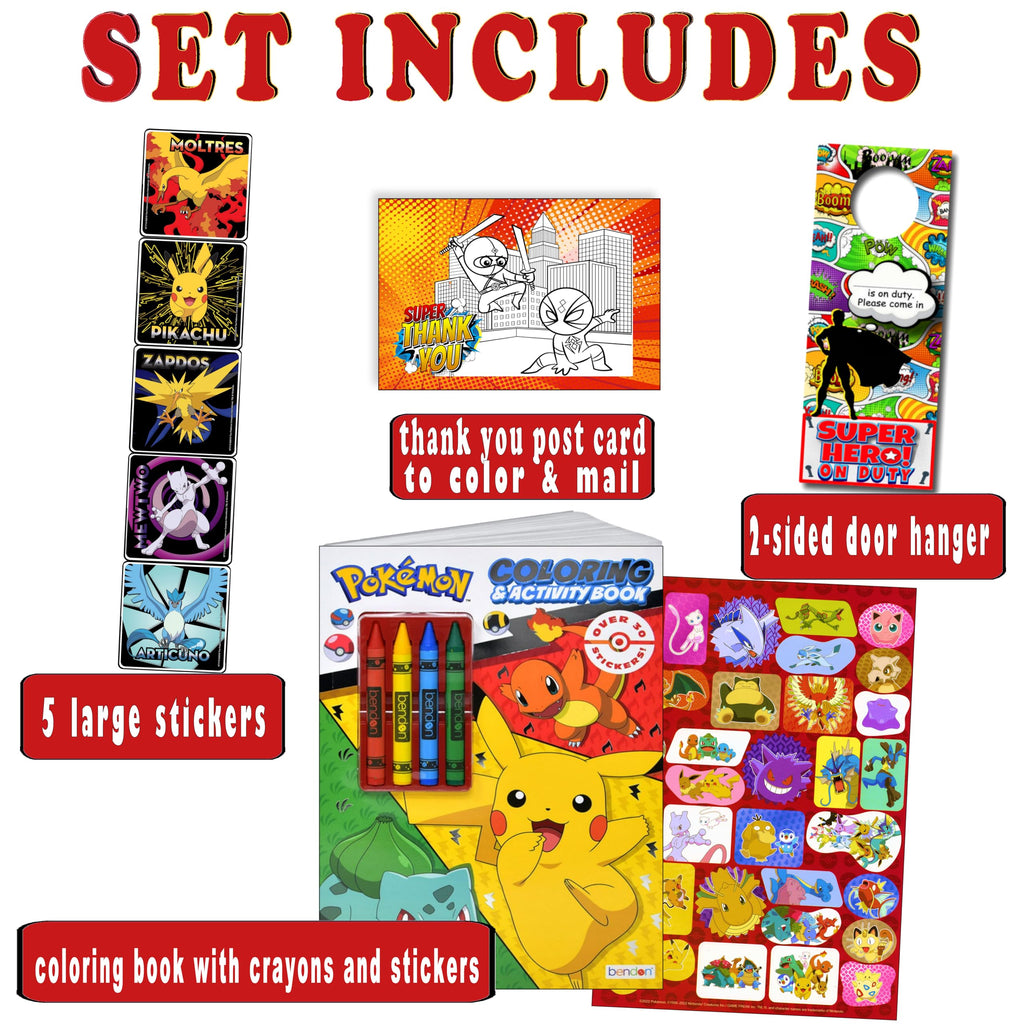 Bendon Pokemon Stickers Activity Set – Coloring Book, Reward Stickers, Door Hanger & Thank You Card Craft