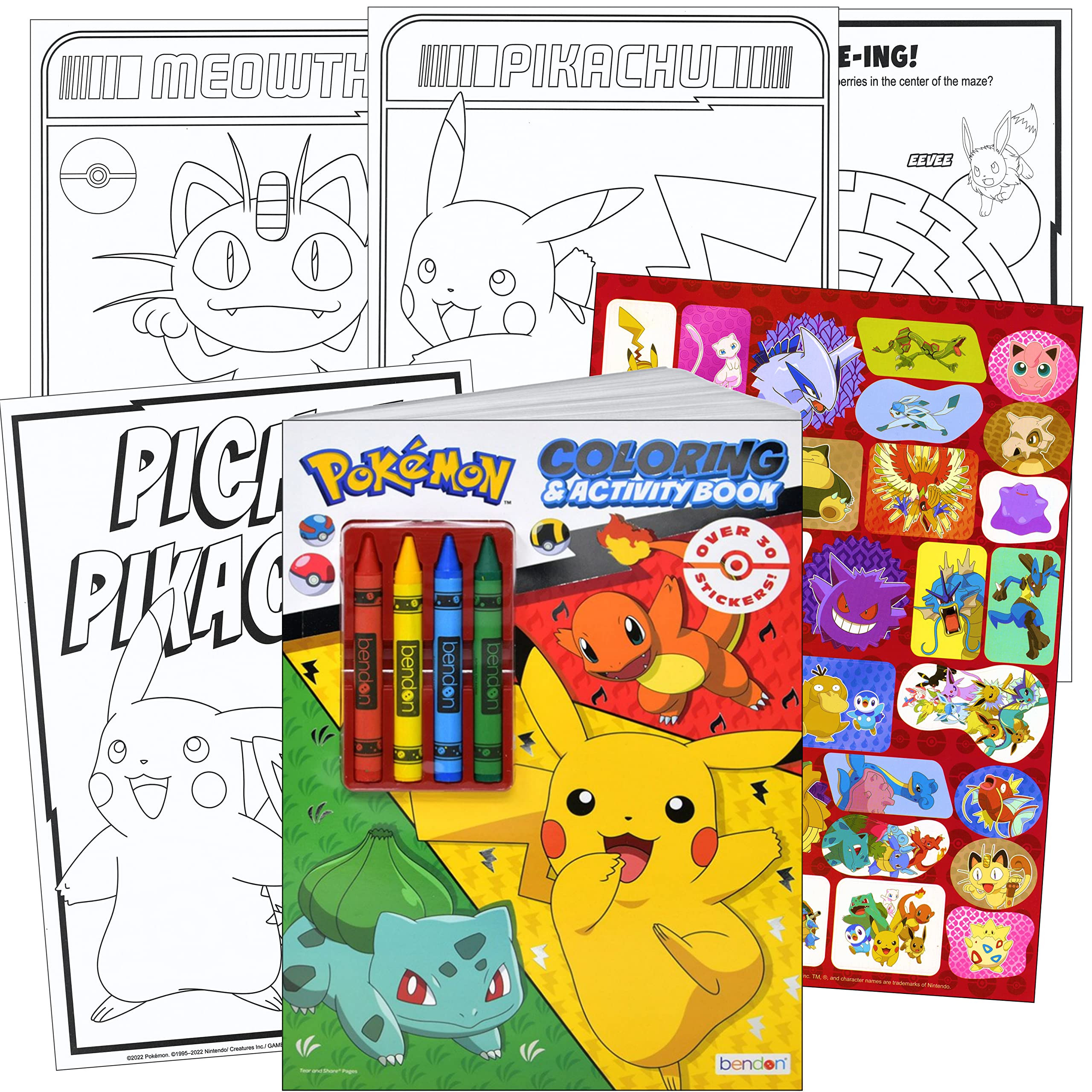 Bendon Pokemon Stickers Activity Set – Coloring Book, Reward Stickers, Door Hanger & Thank You Card Craft