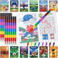 BenLouis 24 Sports Mini Coloring Books with 24 Stacking Crayons | Kids Party Favors & Classroom Activities