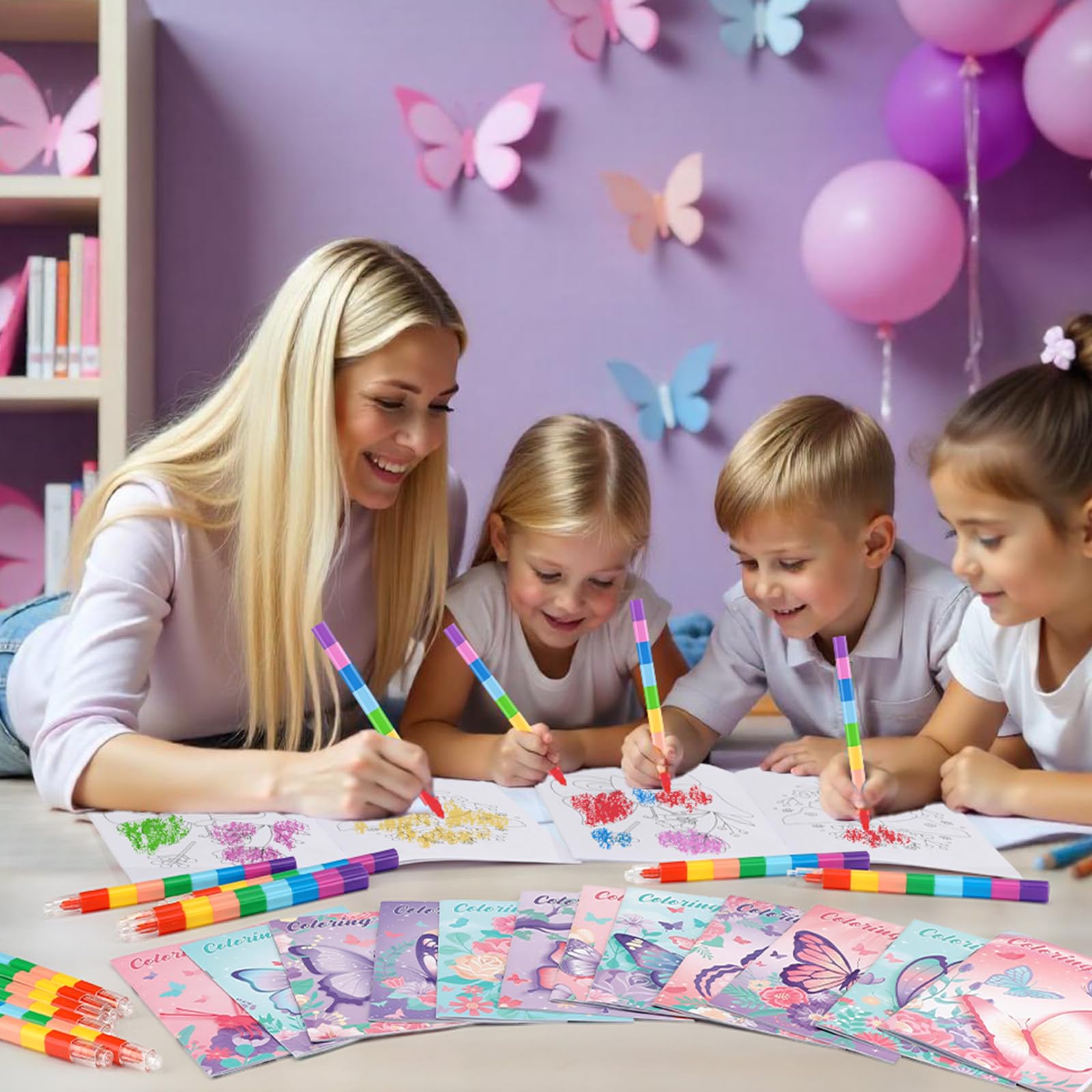 BenLouis 24 Pcs Butterfly Mini Coloring Books – Kids Party Favors & Activities