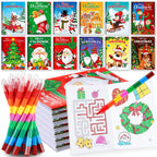 BenLouis 12 Christmas Mini Coloring Books with Stacking Crayons - Kids' Party Favors