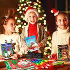 BenLouis 12 Christmas Mini Coloring Books with Stacking Crayons - Kids' Party Favors