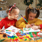 BenLouis 12 Christmas Mini Coloring Books with Stacking Crayons - Kids' Party Favors