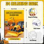 BenLouis 24 Pcs Construction Mini Coloring Books - Excavator Theme Party Favors & Bulk Activities