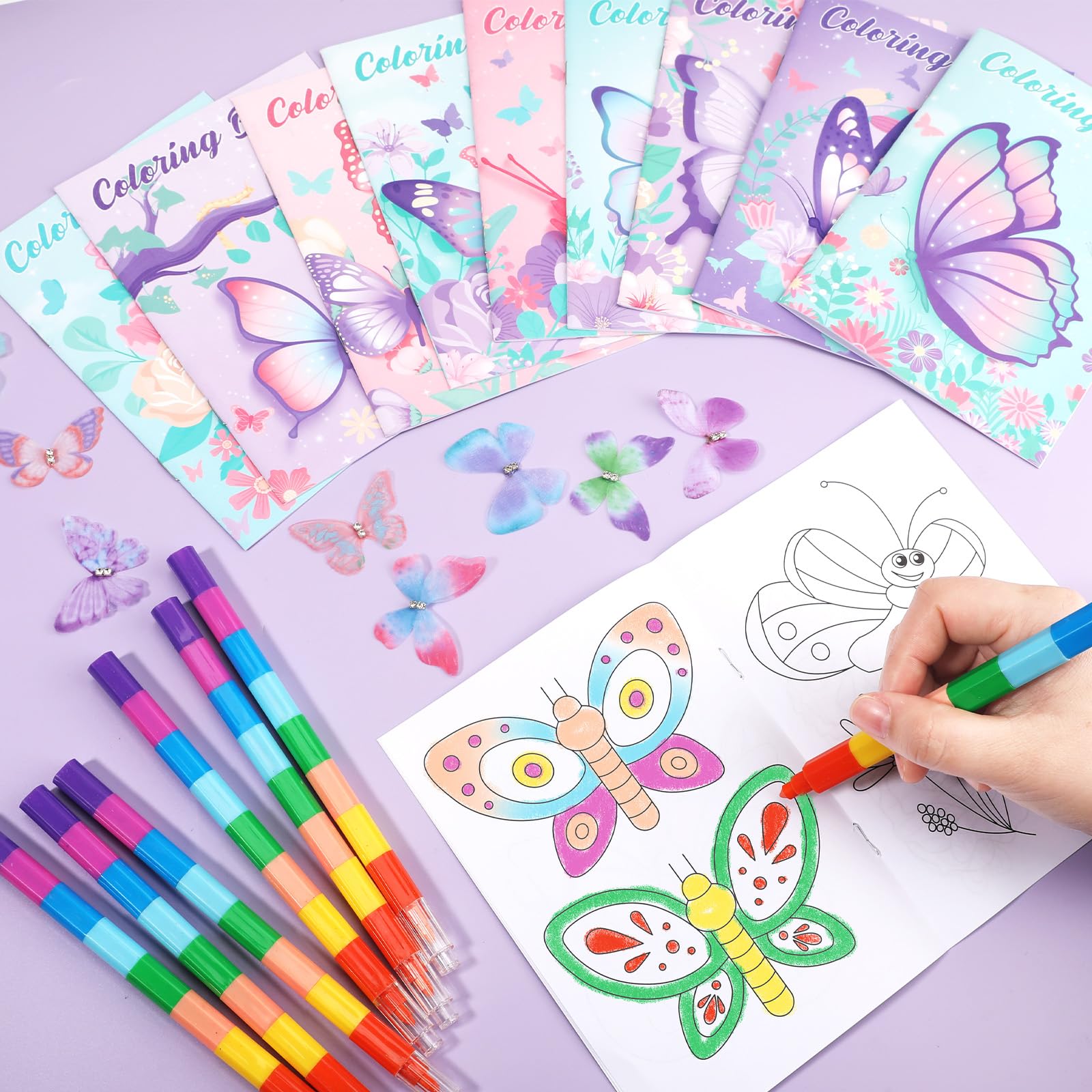 BenLouis 24 Pcs Butterfly Mini Coloring Books – Kids Party Favors & Activities